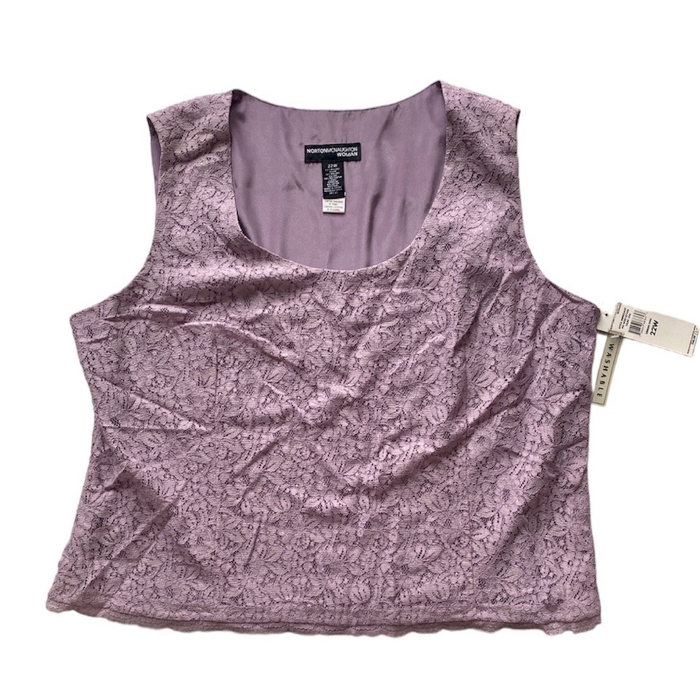 NWT Norton McNaughton Formal Purple Lined Floral Lace Sleeveless Top Women’s 22W
